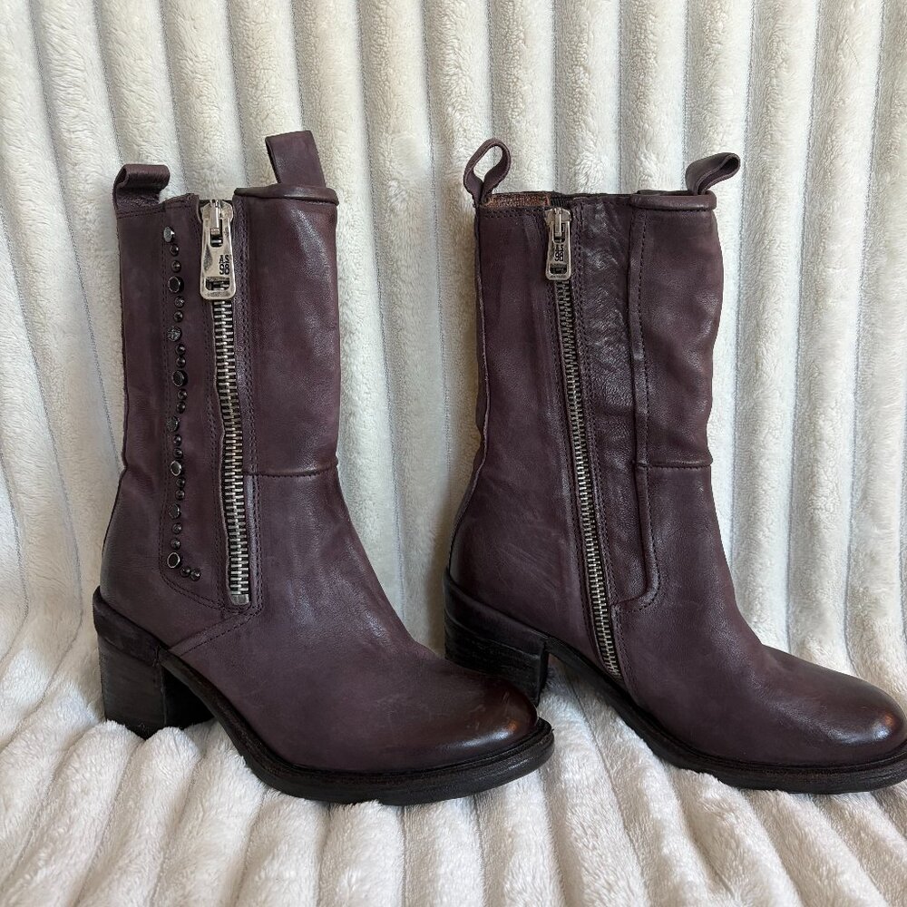 A.S.98 boot in eggplant/marroon - Jackie Studded Boot